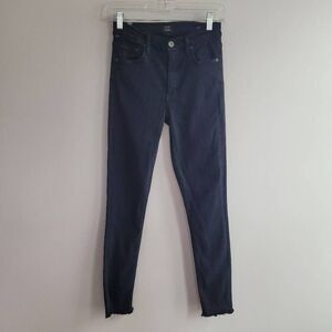 Citizens of Humanity rocket high rise skinny black denim jeans raw hem